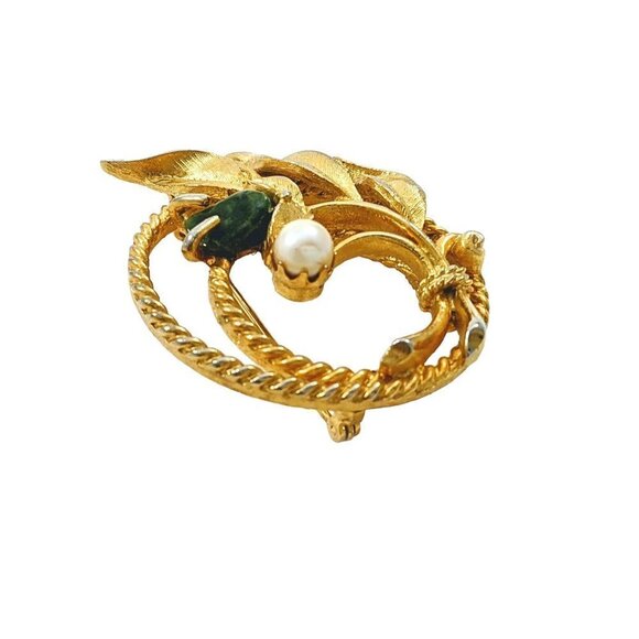 Vintage Sarah Coventry Jade Garden Wreath Flower Brooch - Picture 4 of 11